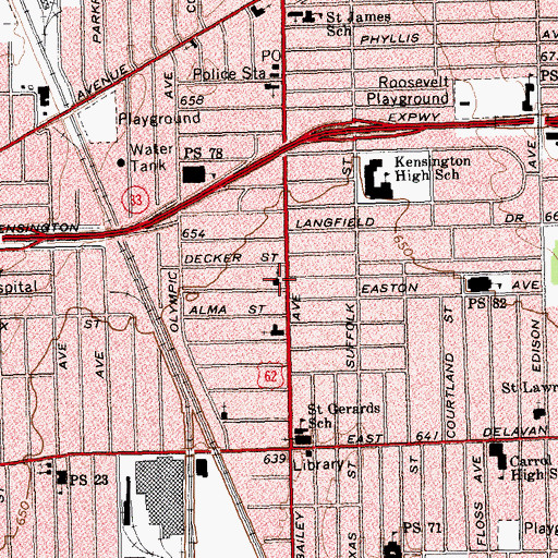 Topographic Map of MacAlpine Presbyterian Church, NY