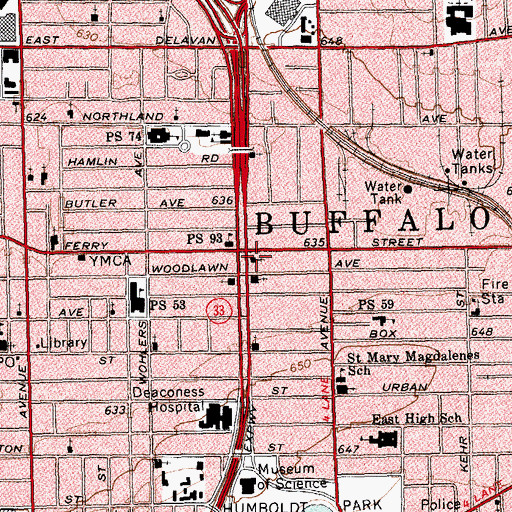 Topographic Map of Memorial Baptist Church, NY