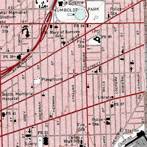Topographic Map of Memorial Temple Church of God in Christ, NY