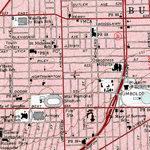 Topographic Map of Mount Moriah Baptist Church, NY