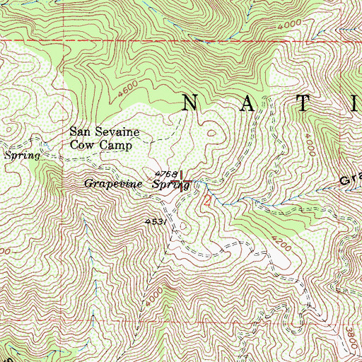 Topographic Map of Grapevine Spring, CA