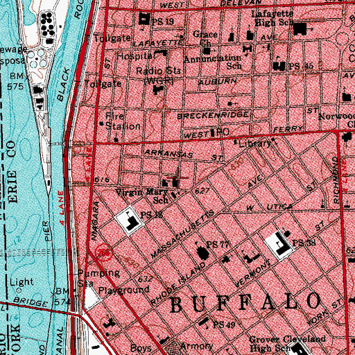 Topographic Map of Nativity of the Blessed Virgin Mary Church, NY