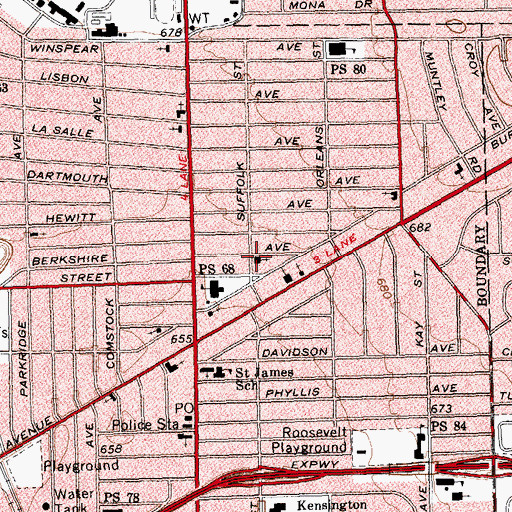 Topographic Map of Nazareth Missionary Baptist Church, NY