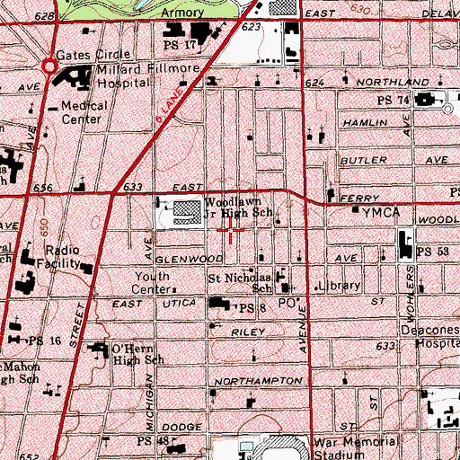 Topographic Map of New Hope Church of God in Faith, NY