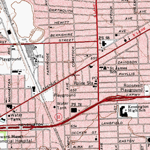 Topographic Map of New Testament Revival Cathedral, NY