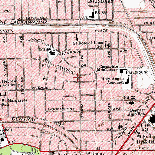 Topographic Map of North Park Lutheran Church, NY