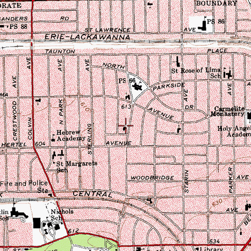 Topographic Map of North Park Presbyterian Church, NY