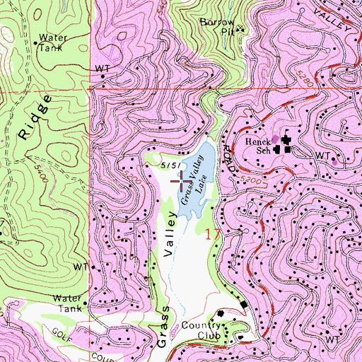 Topographic Map of Grass Valley Lake, CA