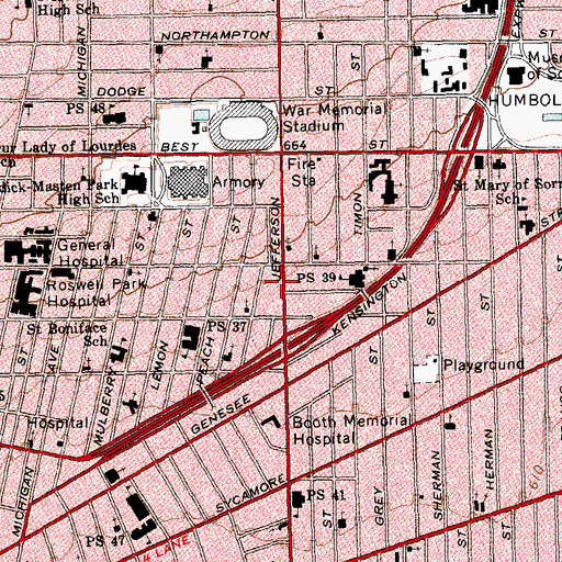 Topographic Map of Old Landmark Church of God in Christ, NY