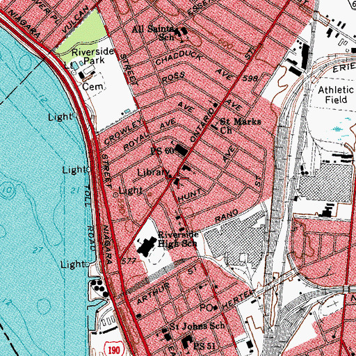 Topographic Map of Ontario Street United Methodist Church, NY