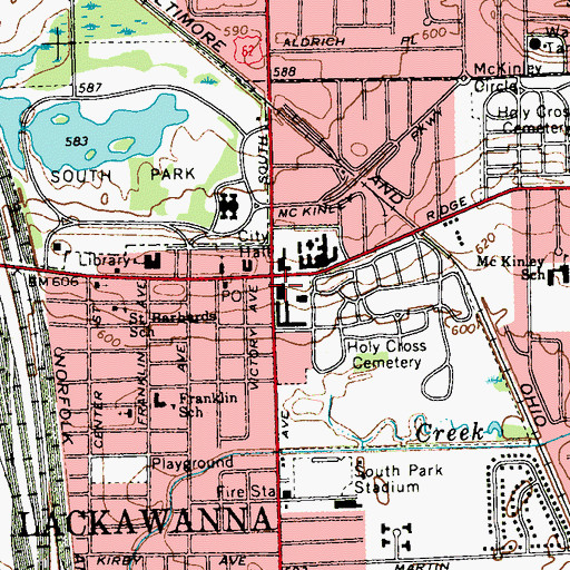 Topographic Map of Our Lady of Victory Basilica, NY