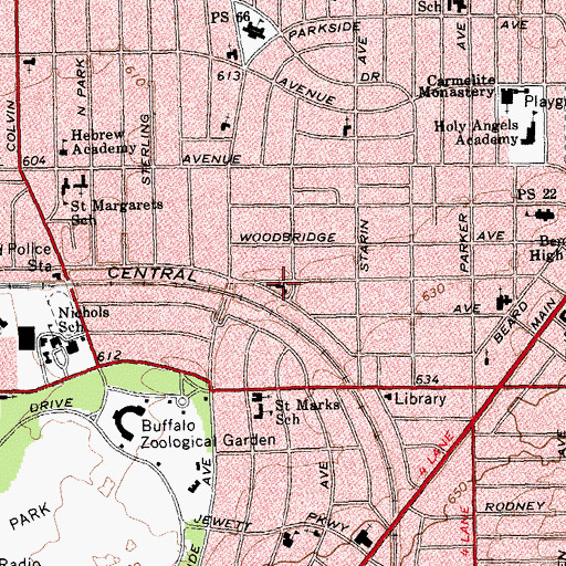Topographic Map of Parkside Lutheran Church, NY