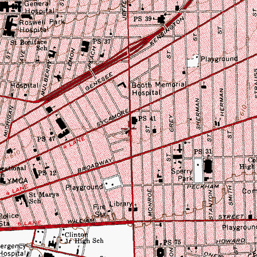 Topographic Map of Pentecostal Temple Church of God, NY
