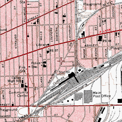 Topographic Map of Pilgrim Baptist Church, NY