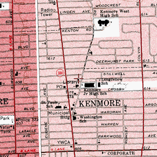 Topographic Map of Pilgrim Evangelical Lutheran Church, NY