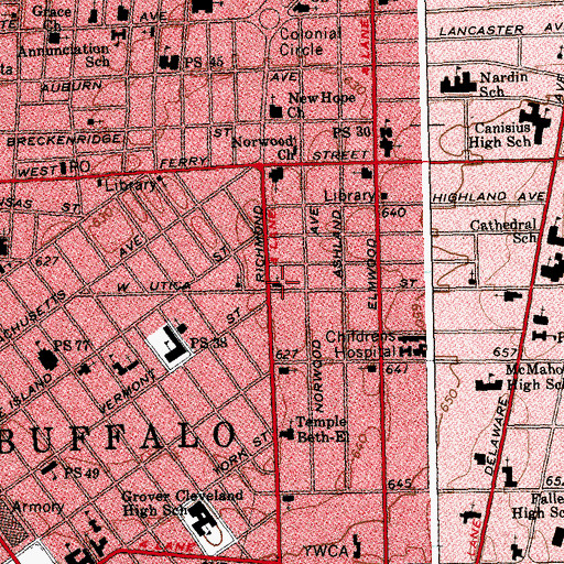 Topographic Map of Pilgrim Saint Luke's United Church of Christ, NY