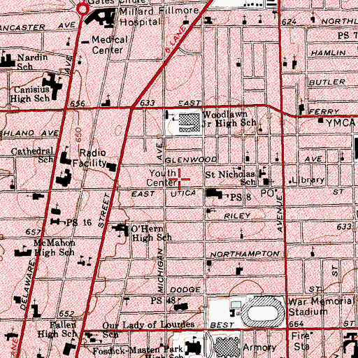 Topographic Map of Power of God Ministry Church of God in Christ, NY