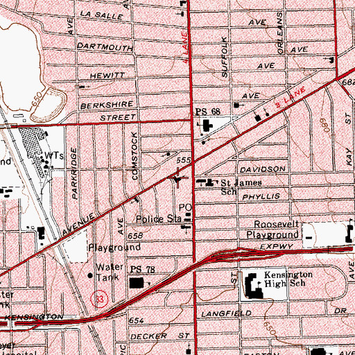 Topographic Map of Prayer Tower Church of God and Christ, NY