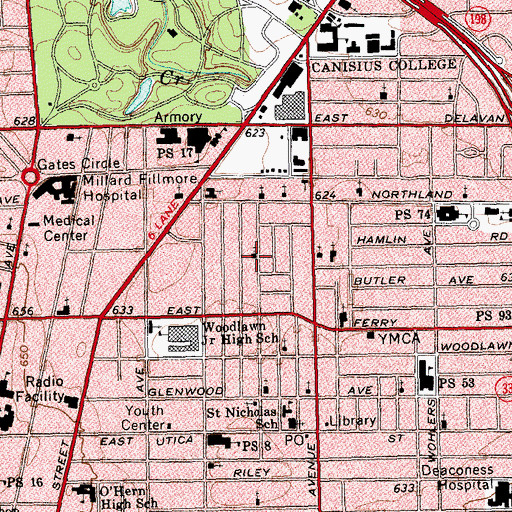Topographic Map of Refuge Temple Church of God, NY