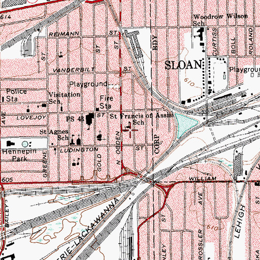 Topographic Map of Saint Agnes Church, NY