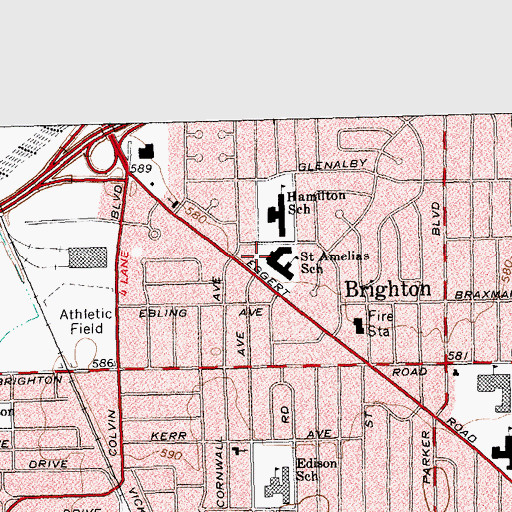 Topographic Map of Saint Amelia's Roman Catholic Church, NY