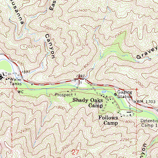 Topographic Map of Graveyard Canyon, CA