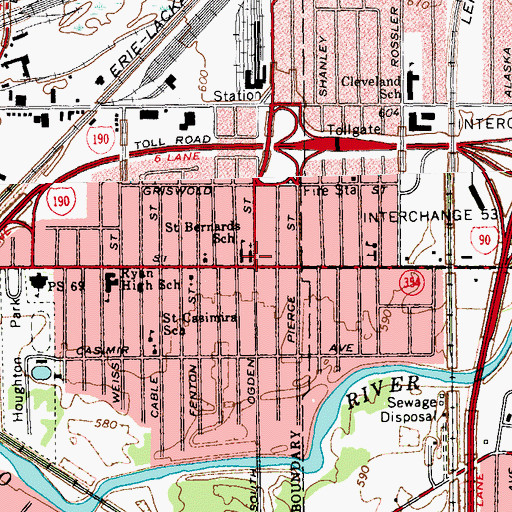 Topographic Map of Saint Bernard's Church, NY