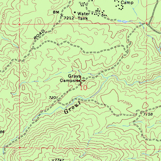 Topographic Map of Grays Campsite, CA