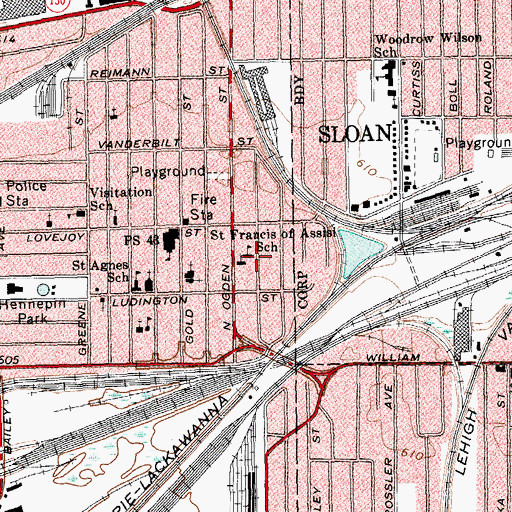 Topographic Map of Saint Francis of Assisi Church, NY