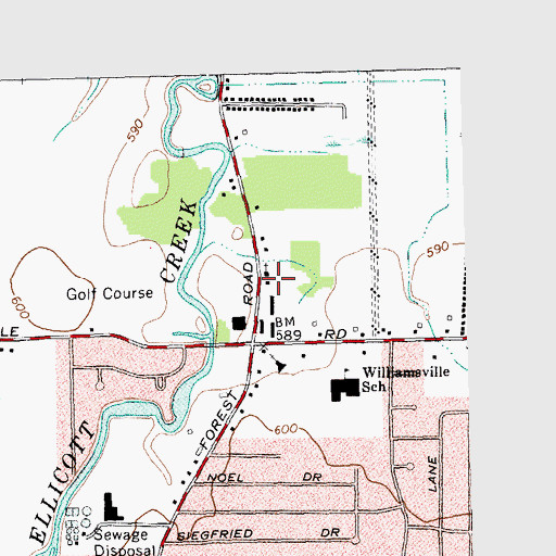 Topographic Map of Saint James Lutheran Church, NY