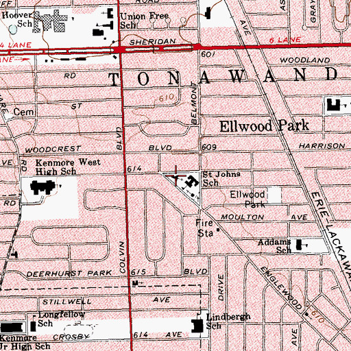 Topographic Map of Saint John the Baptist Church, NY