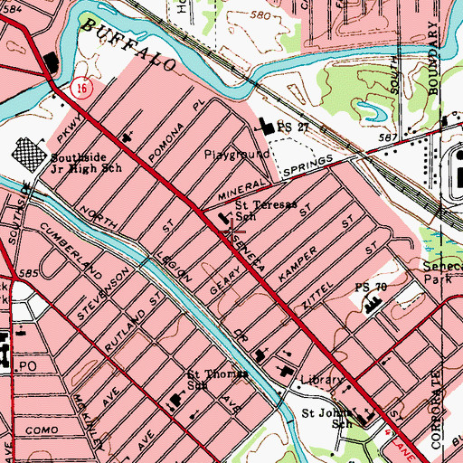 Topographic Map of Saint John the Evangelist Roman Catholic Church, NY
