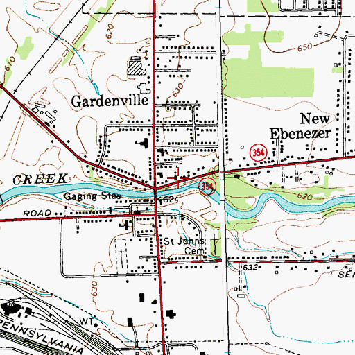 Topographic Map of Saint John's Evangelical Lutheran Church, NY