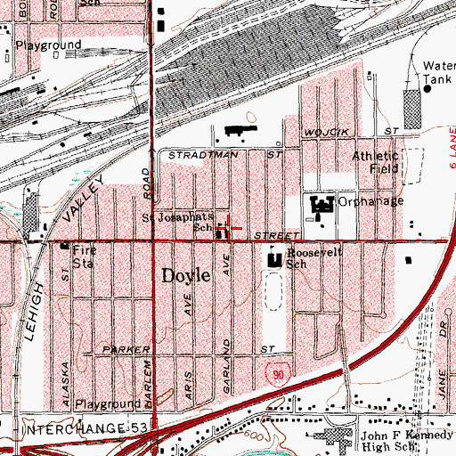 Topographic Map of Saint Josaphats Church, NY
