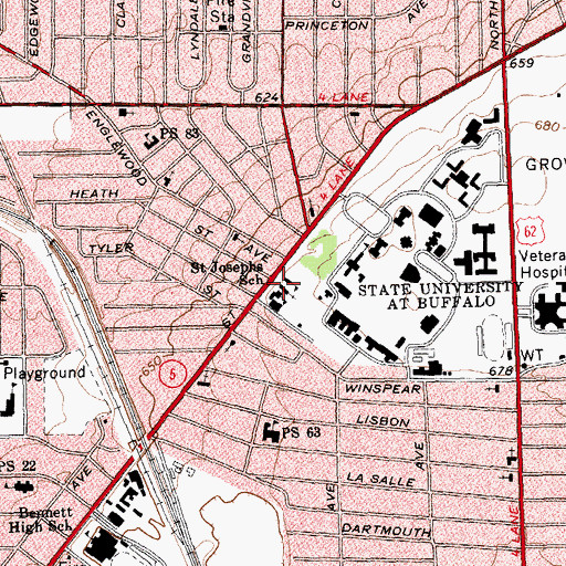 Topographic Map of Saint Joseph University Church, NY