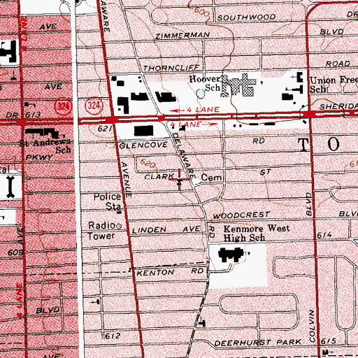 Topographic Map of Saint Mark Evangelical Lutheran Church, NY