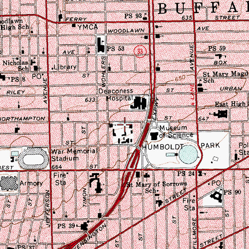 Topographic Map of Saint Martin de Porres Church, NY