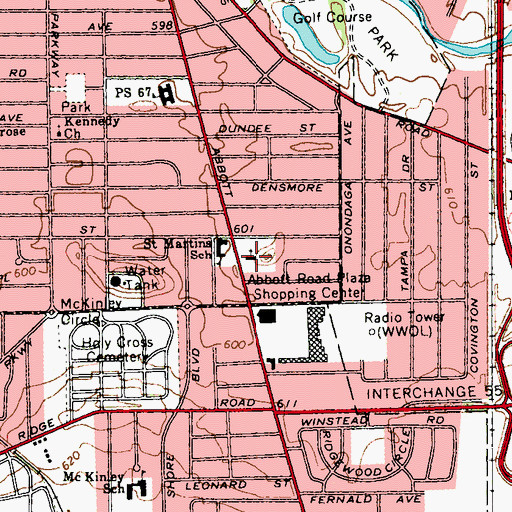 Topographic Map of Saint Martin's Church, NY