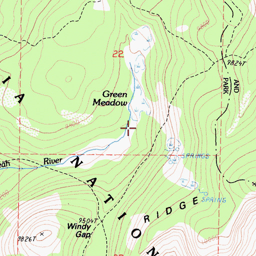 Topographic Map of Green Meadow, CA