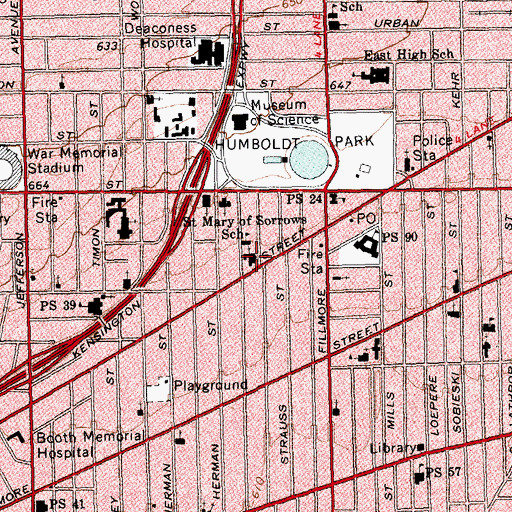 Topographic Map of Saint Mary's of Sorrow Roman Catholic Church, NY