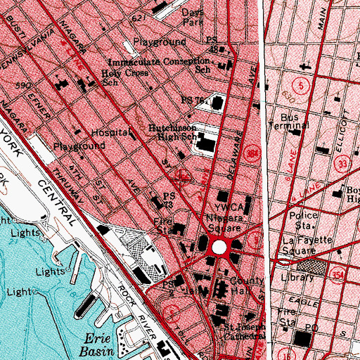 Topographic Map of Saint Paul's and Saint Mark's Church, NY