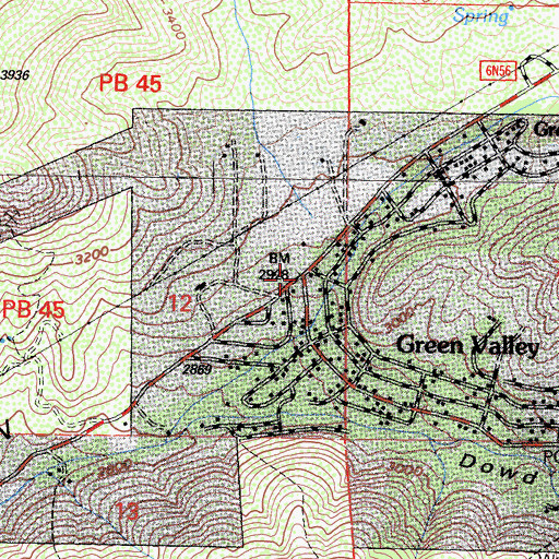 Topographic Map of Green Valley, CA