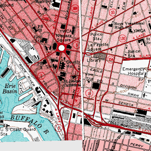 Topographic Map of Saint Paul's Episcopal Cathedral, NY
