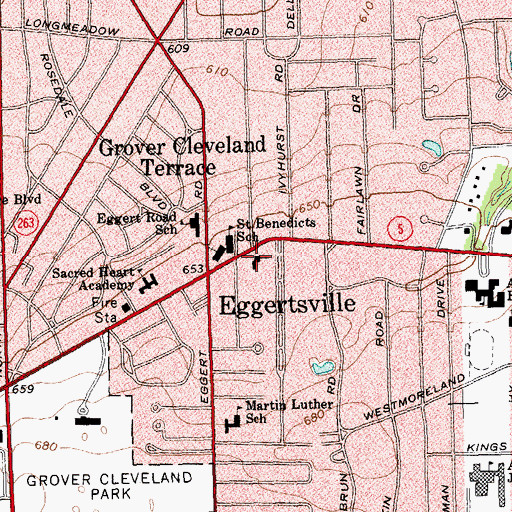 Topographic Map of Saint Paul's Lutheran Church, NY