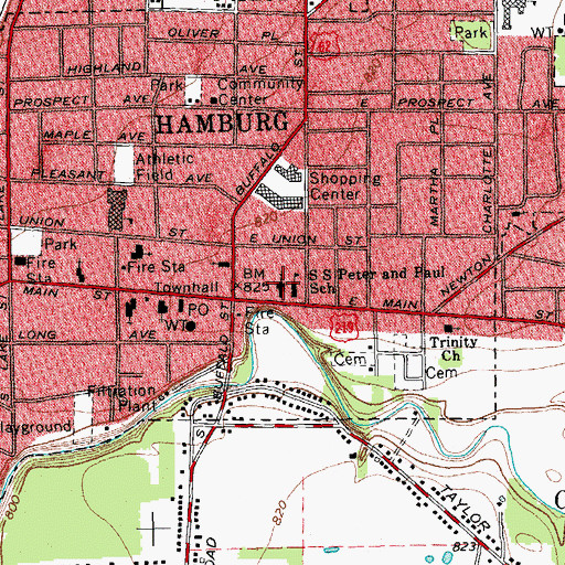 Topographic Map of Saint Peter and Paul's Roman Catholic Church, NY