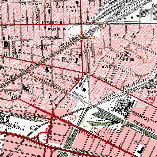 Topographic Map of Saint Rita and Saint Patrick Roman Catholic Church, NY