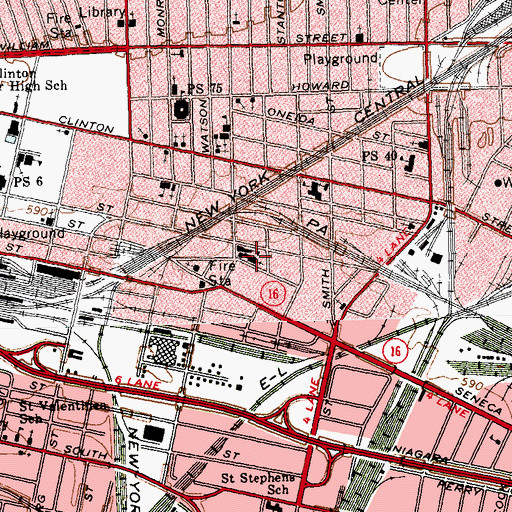Topographic Map of Saint Rita and Saint Patricks Roman Catholic Church, NY