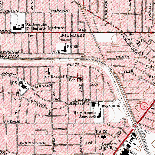 Topographic Map of Saint Rose of Lima, NY