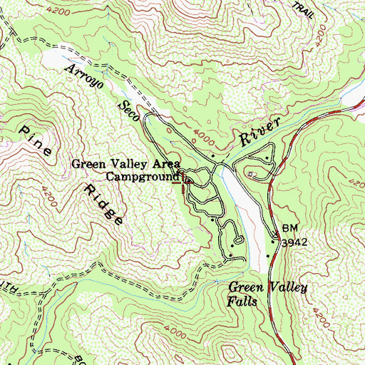 Topographic Map of Green Valley Area Campground, CA