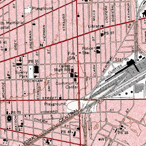 Topographic Map of Saint Stanislaus Roman Catholic Church, NY